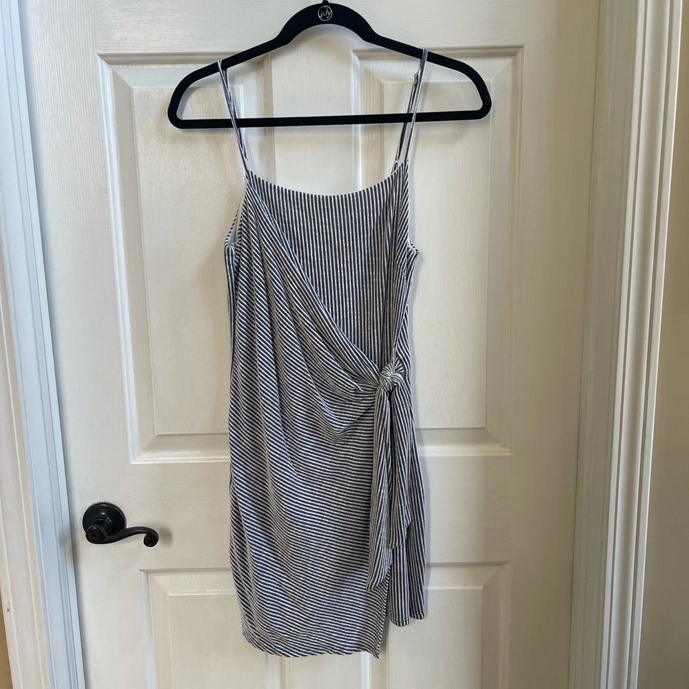 Blue and white striped dress